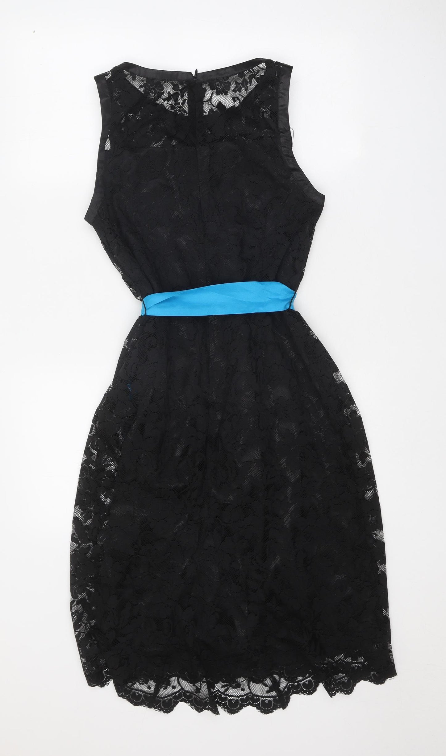 Preworn Womens Black Polyester Fit & Flare One Size Boat Neck Zip
