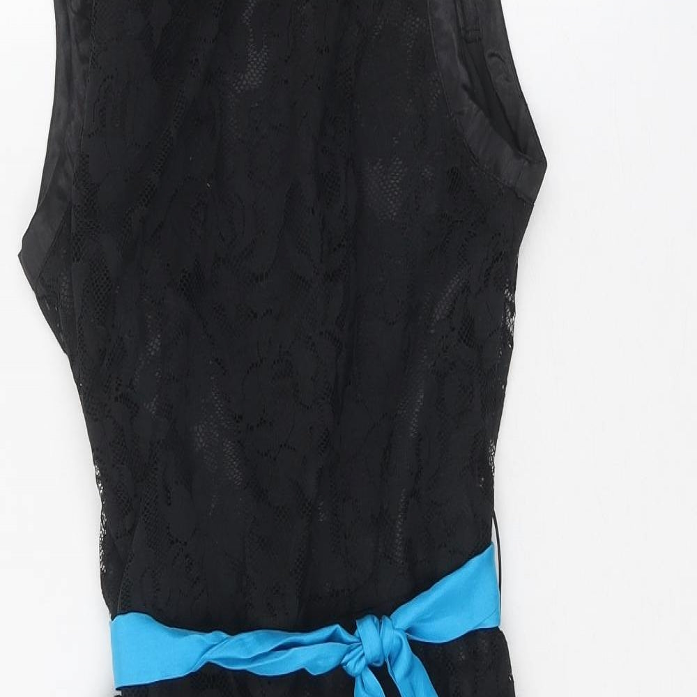 Preworn Womens Black Polyester Fit & Flare One Size Boat Neck Zip