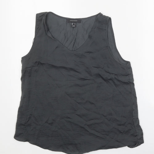 Atmosphere Womens Grey Polyester Basic Tank Size 10 V-Neck