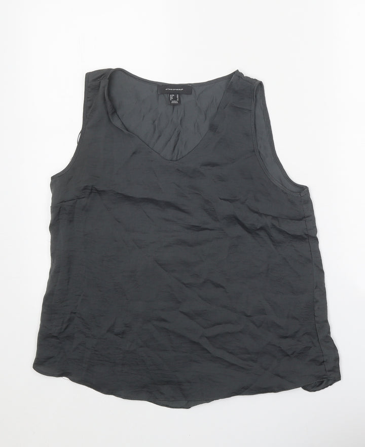 Atmosphere Womens Grey Polyester Basic Tank Size 10 V-Neck