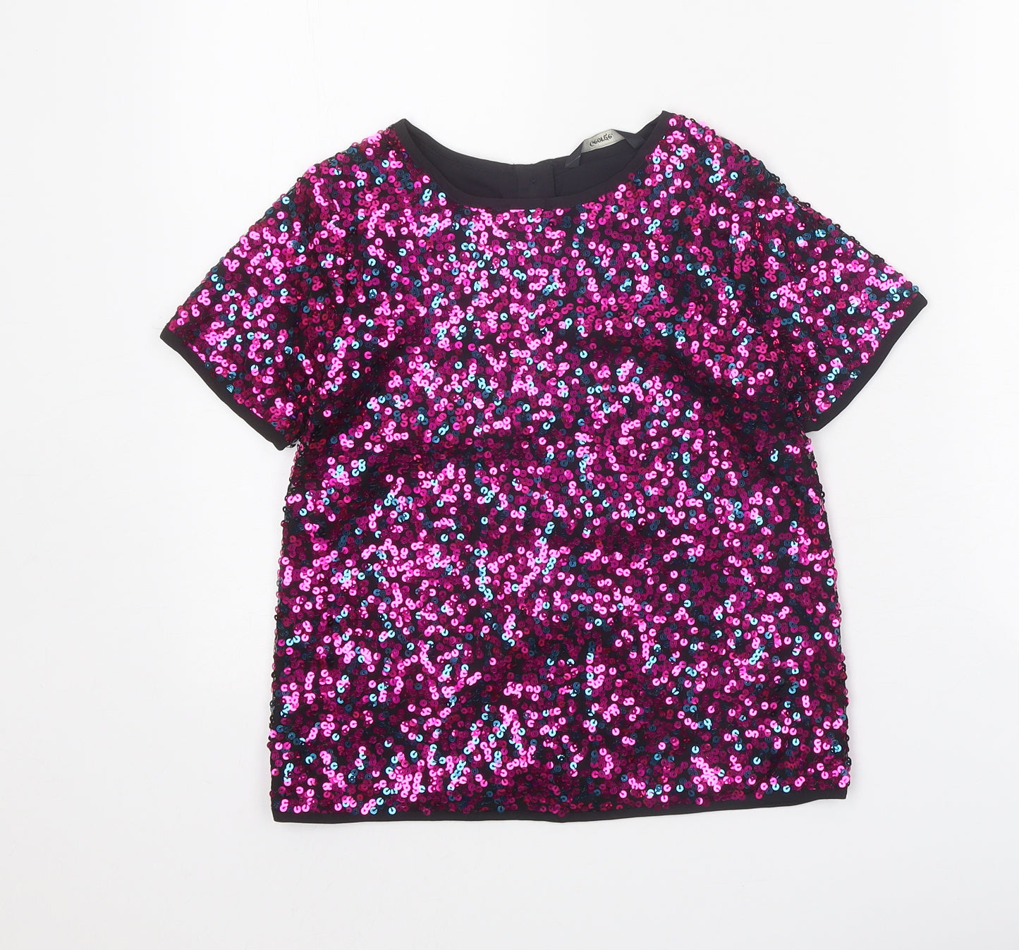 George Girls Pink Polyester Basic Button-Up Size 8-9 Years Round Neck Button