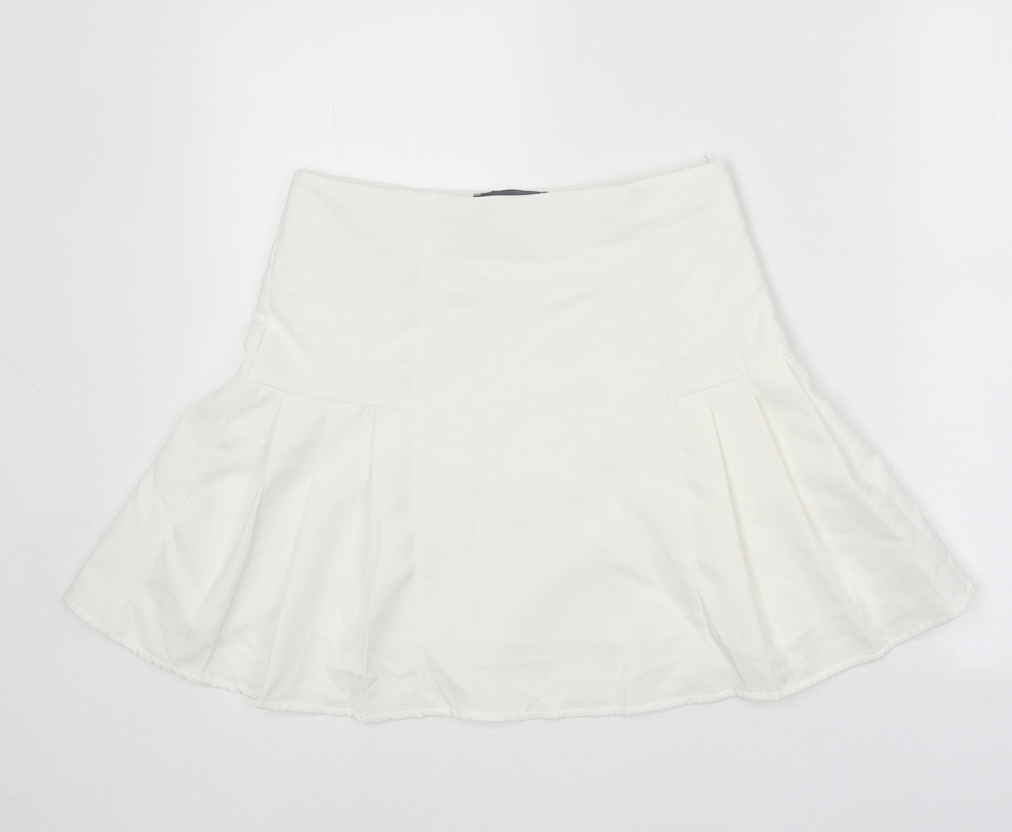 Primark Womens White Polyester Mini Skirt Size 10 Zip