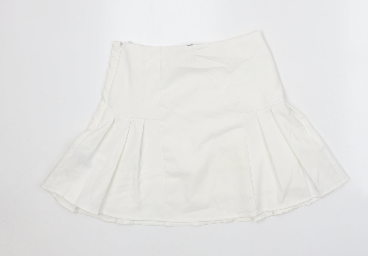 Primark Womens White Polyester Mini Skirt Size 10 Zip