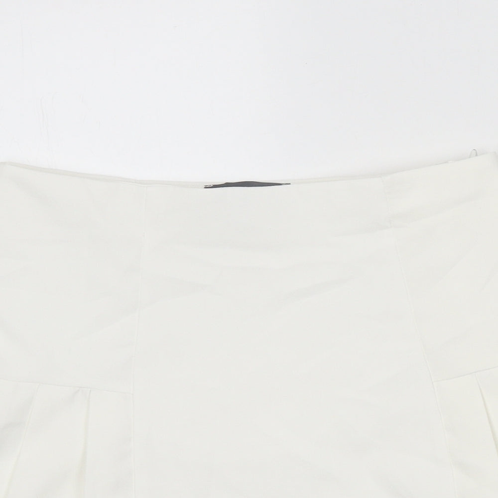 Primark Womens White Polyester Mini Skirt Size 10 Zip