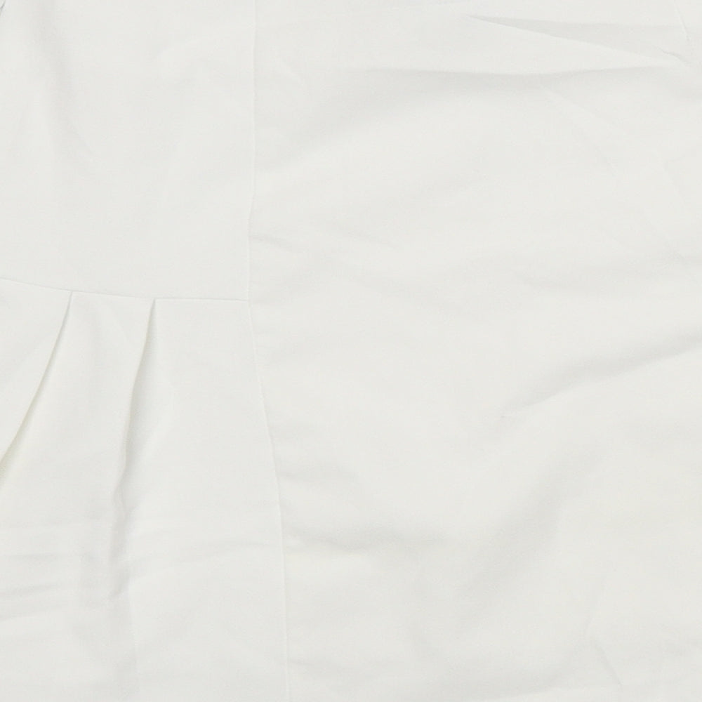 Primark Womens White Polyester Mini Skirt Size 10 Zip