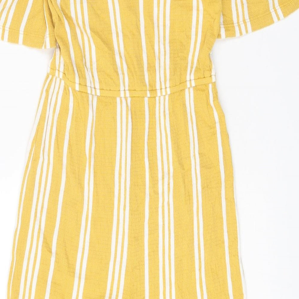 TU Girls Yellow Striped Viscose Jumpsuit One-Piece Size 11 Years Pullover
