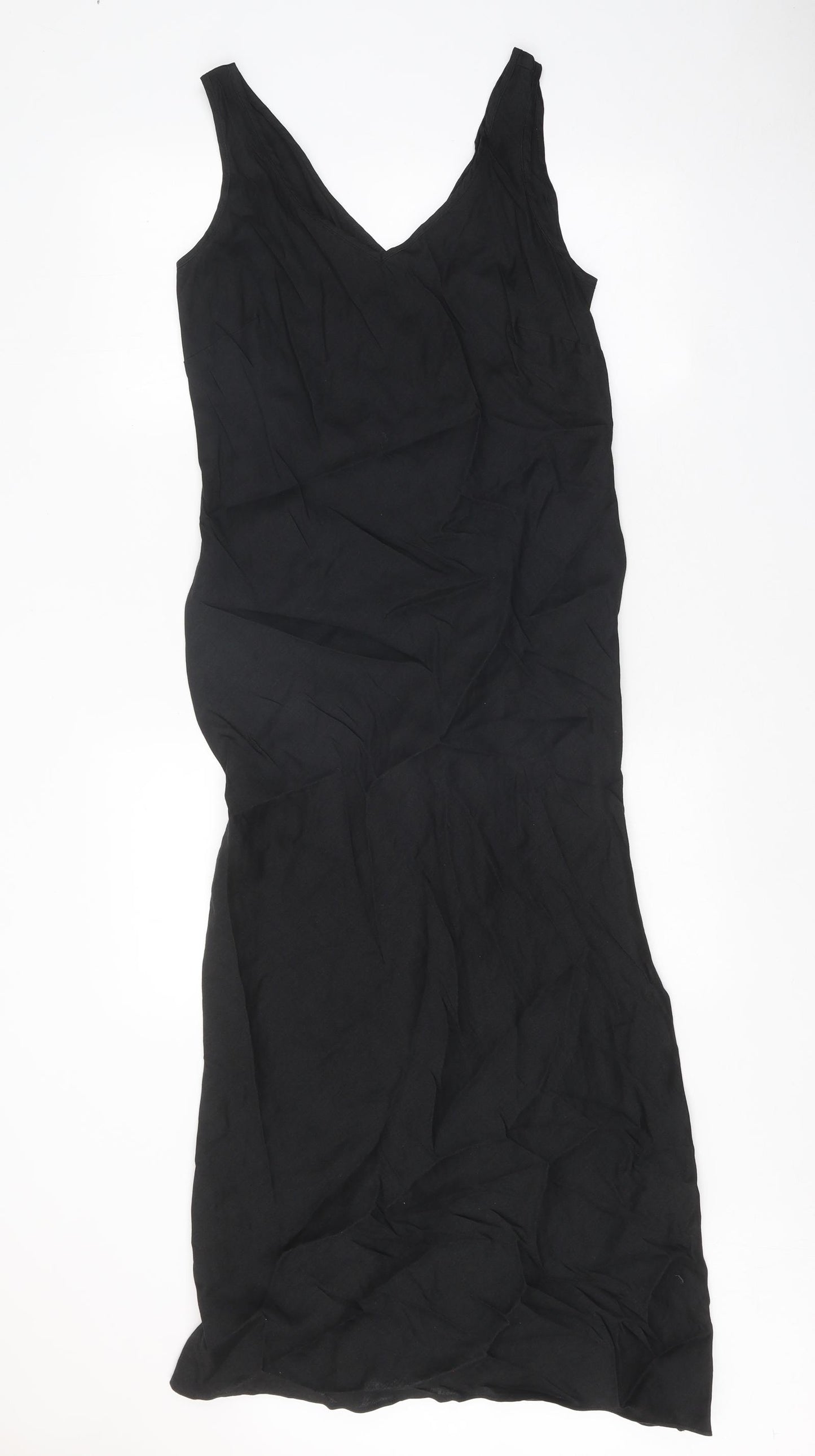 Principles Womens Black Linen Tank Dress Size 12 V-Neck Pullover