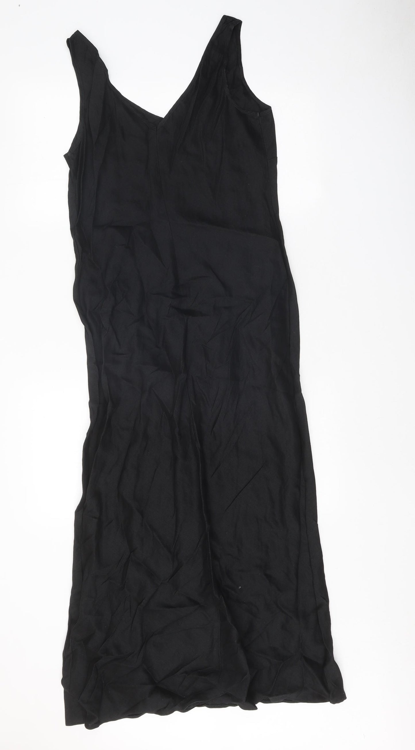 Principles Womens Black Linen Tank Dress Size 12 V-Neck Pullover