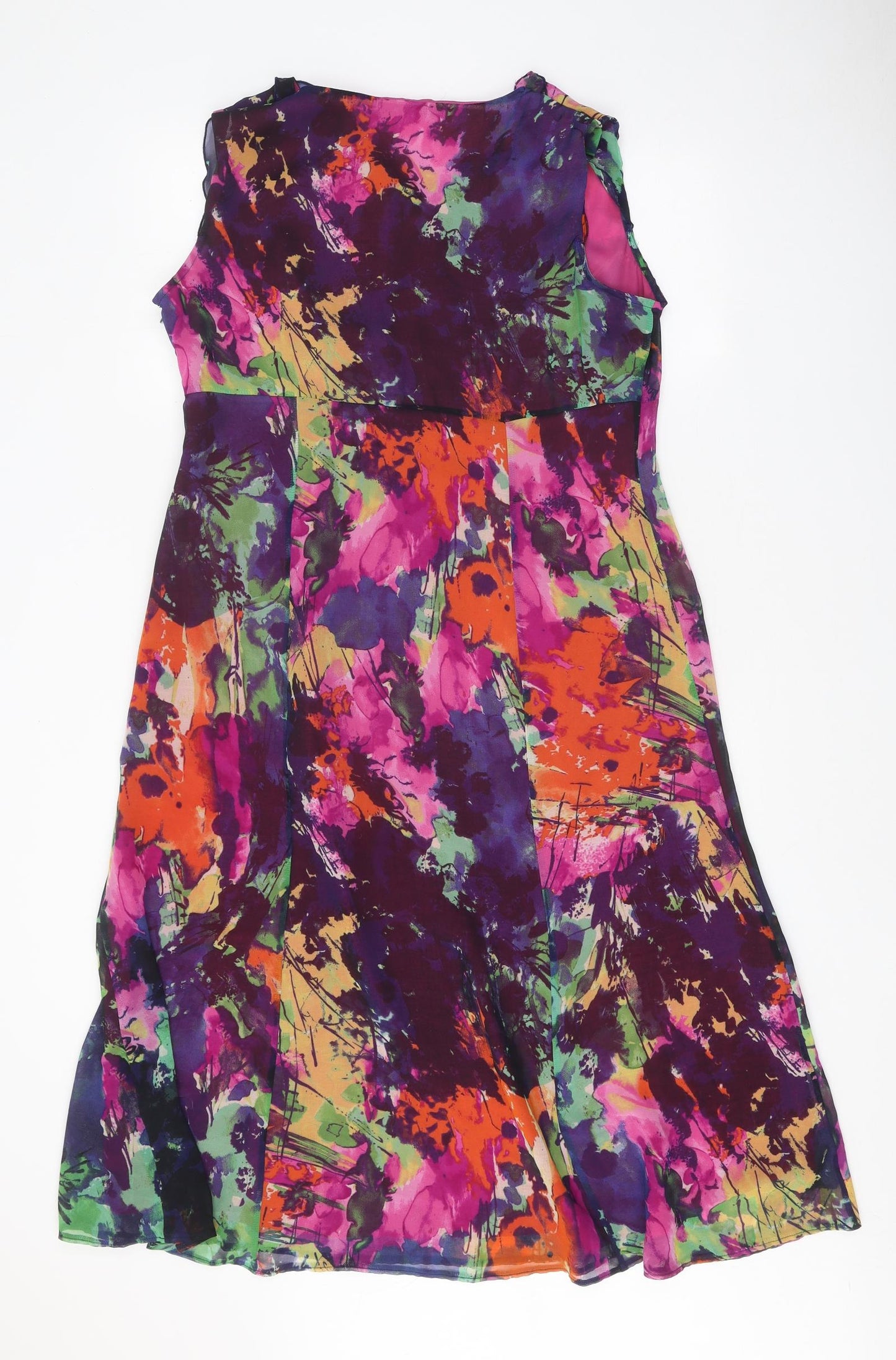 Per Una Womens Multicoloured Geometric Polyester A-Line Size 16 V-Neck Zip