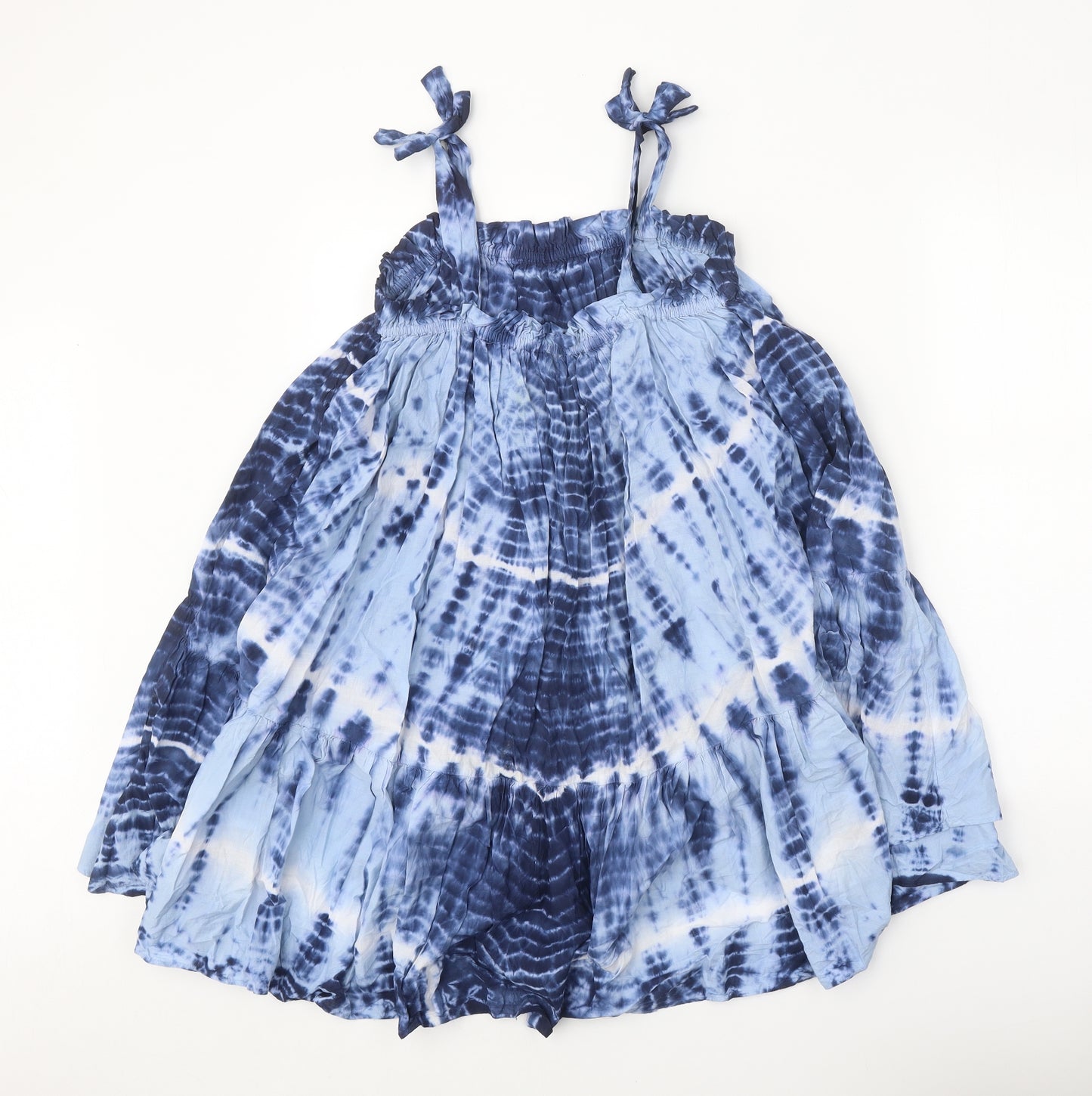 NEXT Girls Blue Geometric 100% Cotton Trapeze & Swing Size 8 Years Square Neck Pullover