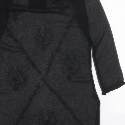 Long Beach Oceanic Womens Black Polyester Kaftan Size S V-Neck Pullover - Beach Cover Up