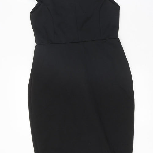 Miss Selfridge Womens Black Herringbone Polyester Bodycon Size 14 Off the Shoulder Pullover