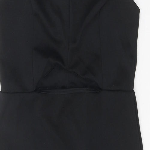 Miss Selfridge Womens Black Herringbone Polyester Bodycon Size 14 Off the Shoulder Pullover