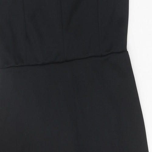 Miss Selfridge Womens Black Herringbone Polyester Bodycon Size 14 Off the Shoulder Pullover