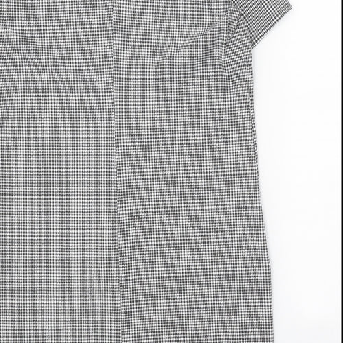 New Look Womens Black Check Polyester Shift Size 14 Boat Neck Pullover