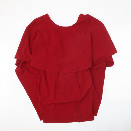 Shop Direct Womens Red Polyester Sheath Size 10 Boat Neck Zip
