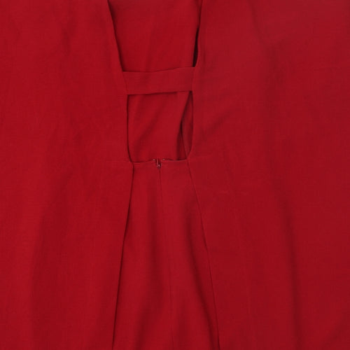 Shop Direct Womens Red Polyester Sheath Size 10 Boat Neck Zip