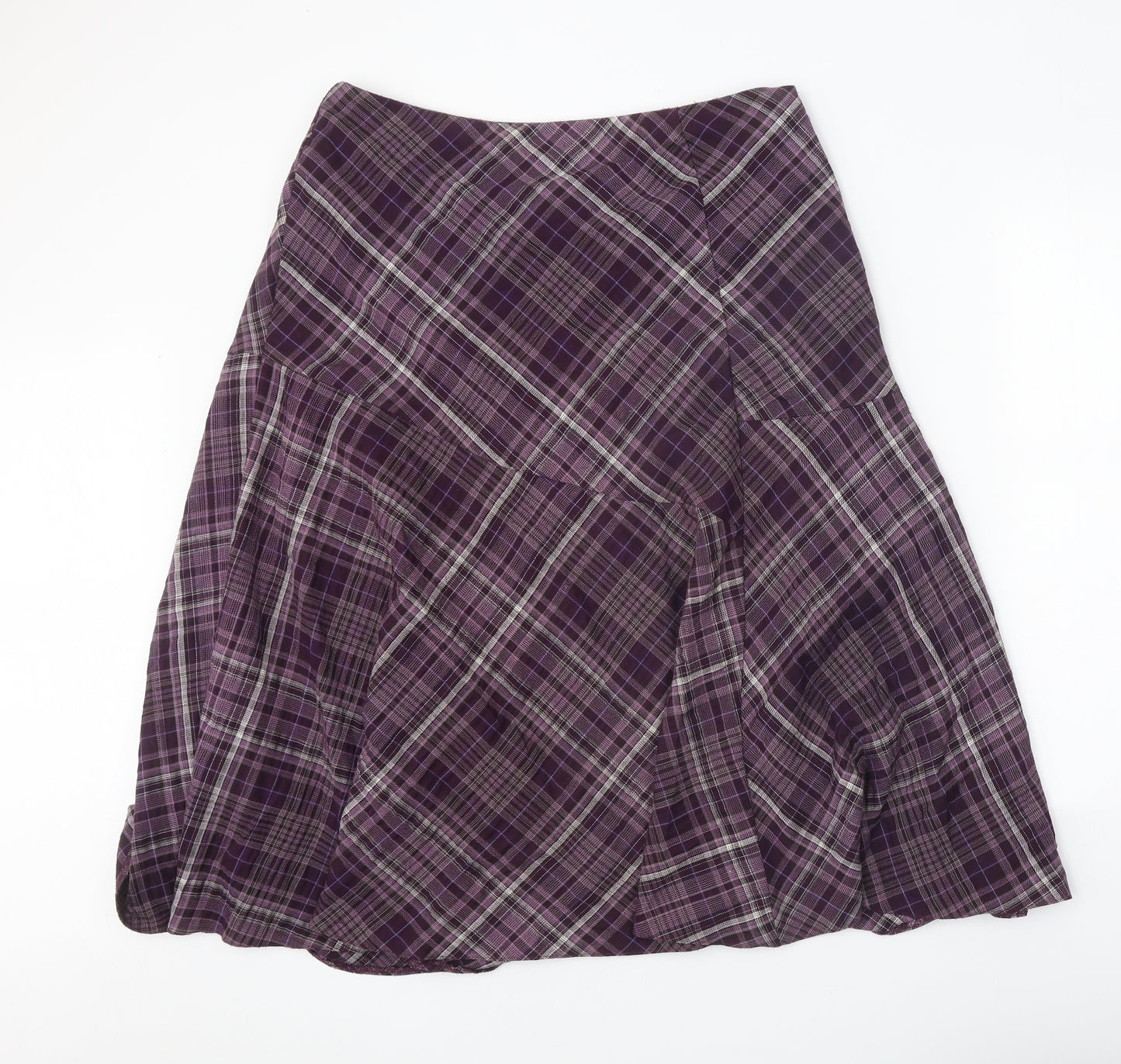 EWM Womens Purple Plaid Polyester A-Line Skirt Size 18 Zip