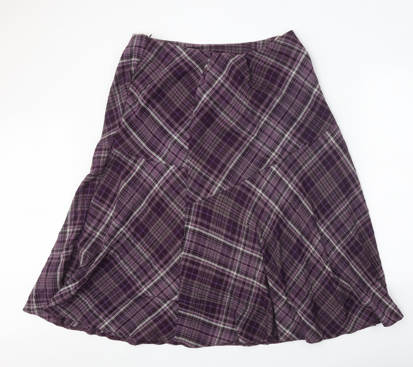 EWM Womens Purple Plaid Polyester A-Line Skirt Size 18 Zip