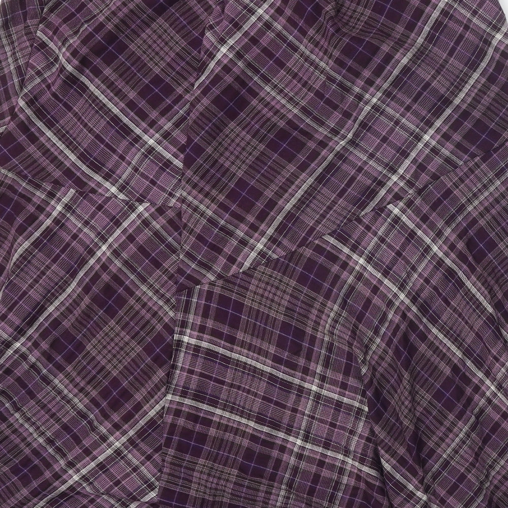 EWM Womens Purple Plaid Polyester A-Line Skirt Size 18 Zip