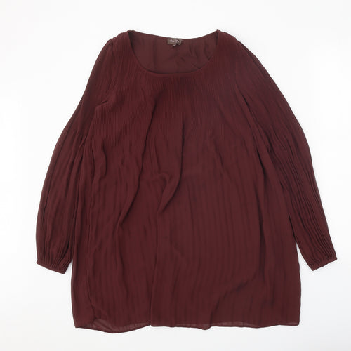 Phase Eight Womens Brown Polyester Trapeze & Swing Size 8 Scoop Neck Pullover - Pleated