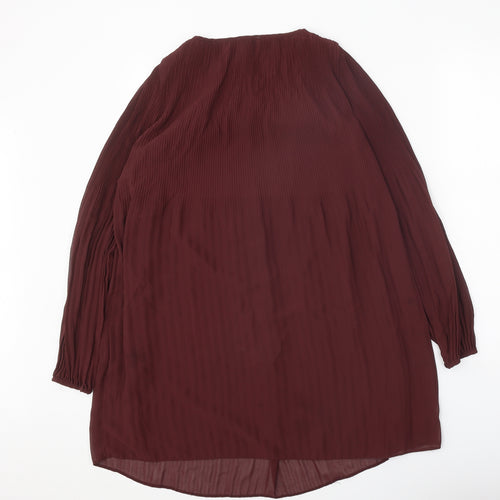 Phase Eight Womens Brown Polyester Trapeze & Swing Size 8 Scoop Neck Pullover - Pleated