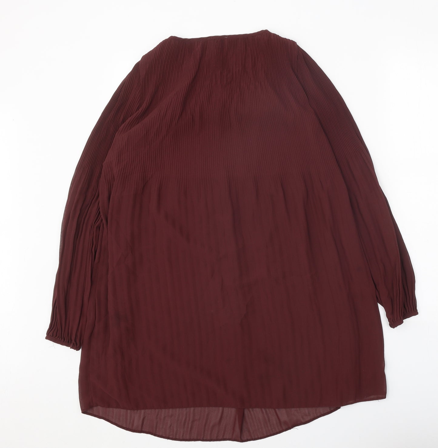 Phase Eight Womens Brown Polyester Trapeze & Swing Size 8 Scoop Neck Pullover - Pleated