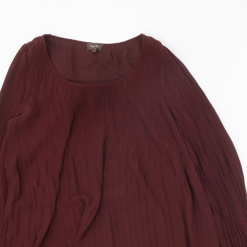 Phase Eight Womens Brown Polyester Trapeze & Swing Size 8 Scoop Neck Pullover - Pleated