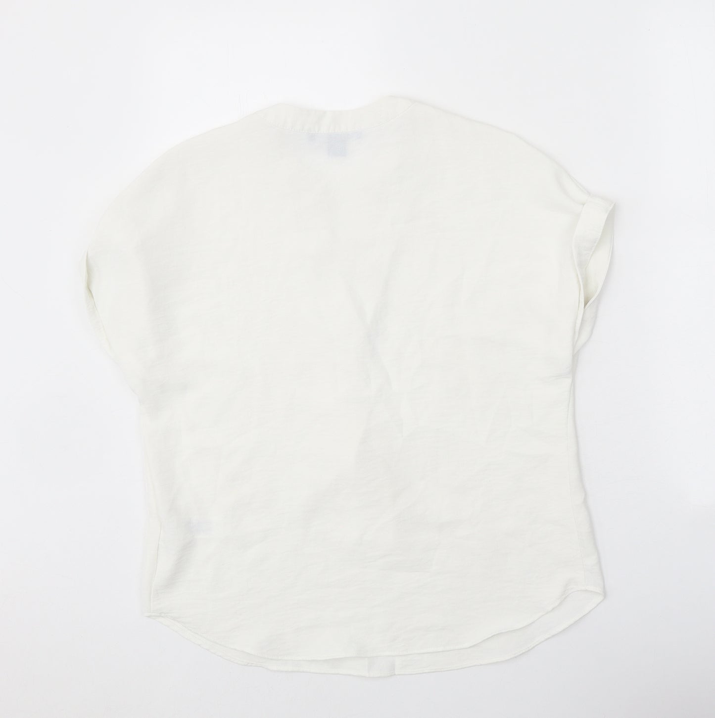 Primark Womens White Polyester Basic Blouse Size 8 V-Neck