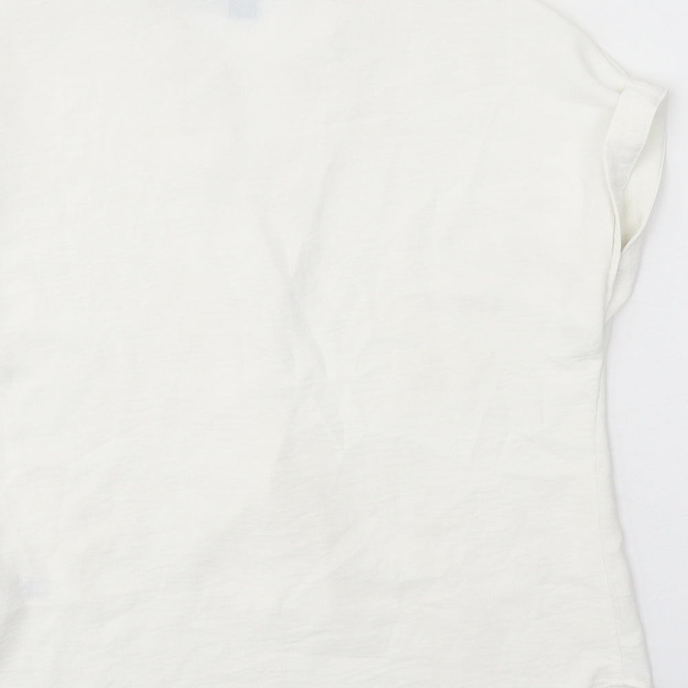 Primark Womens White Polyester Basic Blouse Size 8 V-Neck