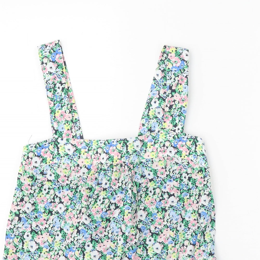 Marks and Spencer Womens Multicoloured Floral 100% Cotton Basic Tank Size 6 Square Neck
