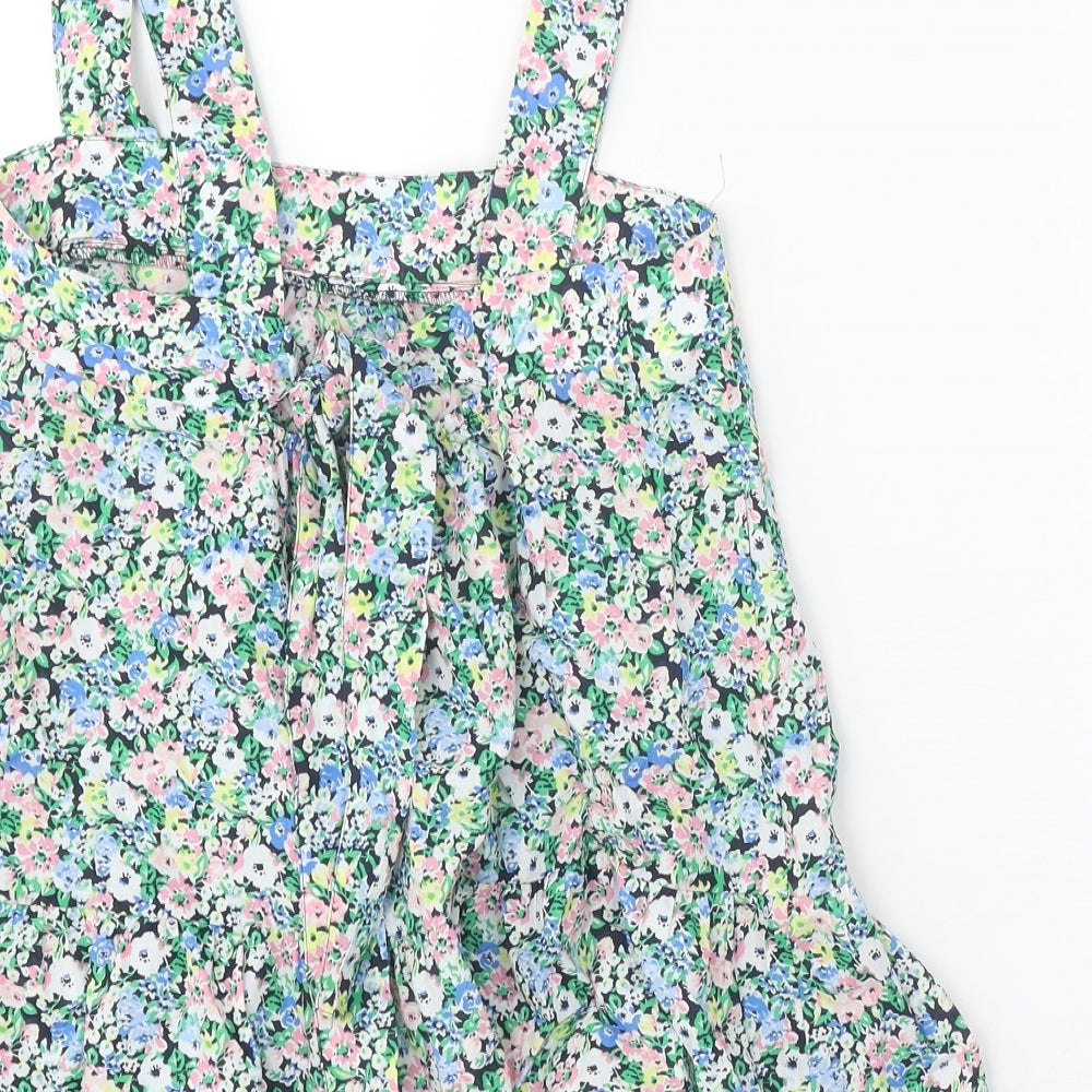 Marks and Spencer Womens Multicoloured Floral 100% Cotton Basic Tank Size 6 Square Neck