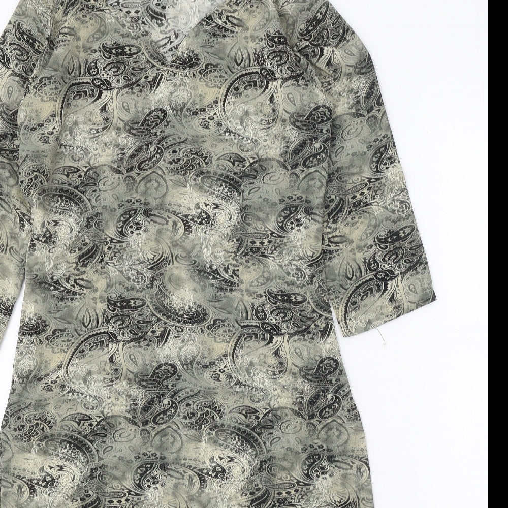 Preworn Womens Grey Paisley Polyester A-Line One Size Scoop Neck Pullover