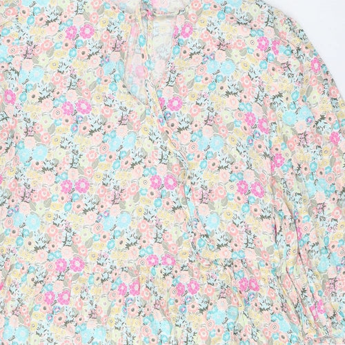 NEXT Womens Multicoloured Floral Viscose A-Line Size 12 Scoop Neck Tie