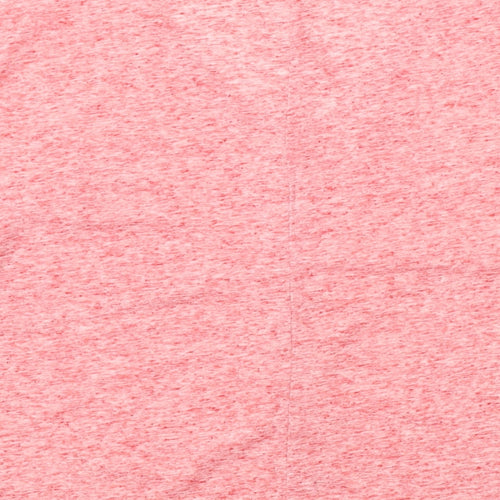 One Step Up Womens Pink Polyester Cropped T-Shirt Size L V-Neck