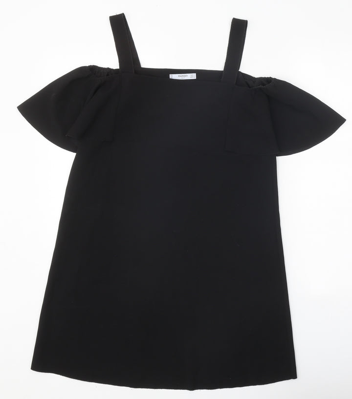 Mango Womens Black Polyester Shift Size S Square Neck Pullover - Cold Shoulder