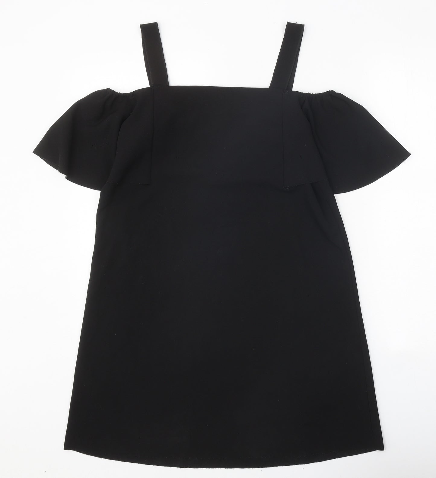 Mango Womens Black Polyester Shift Size S Square Neck Pullover - Cold Shoulder