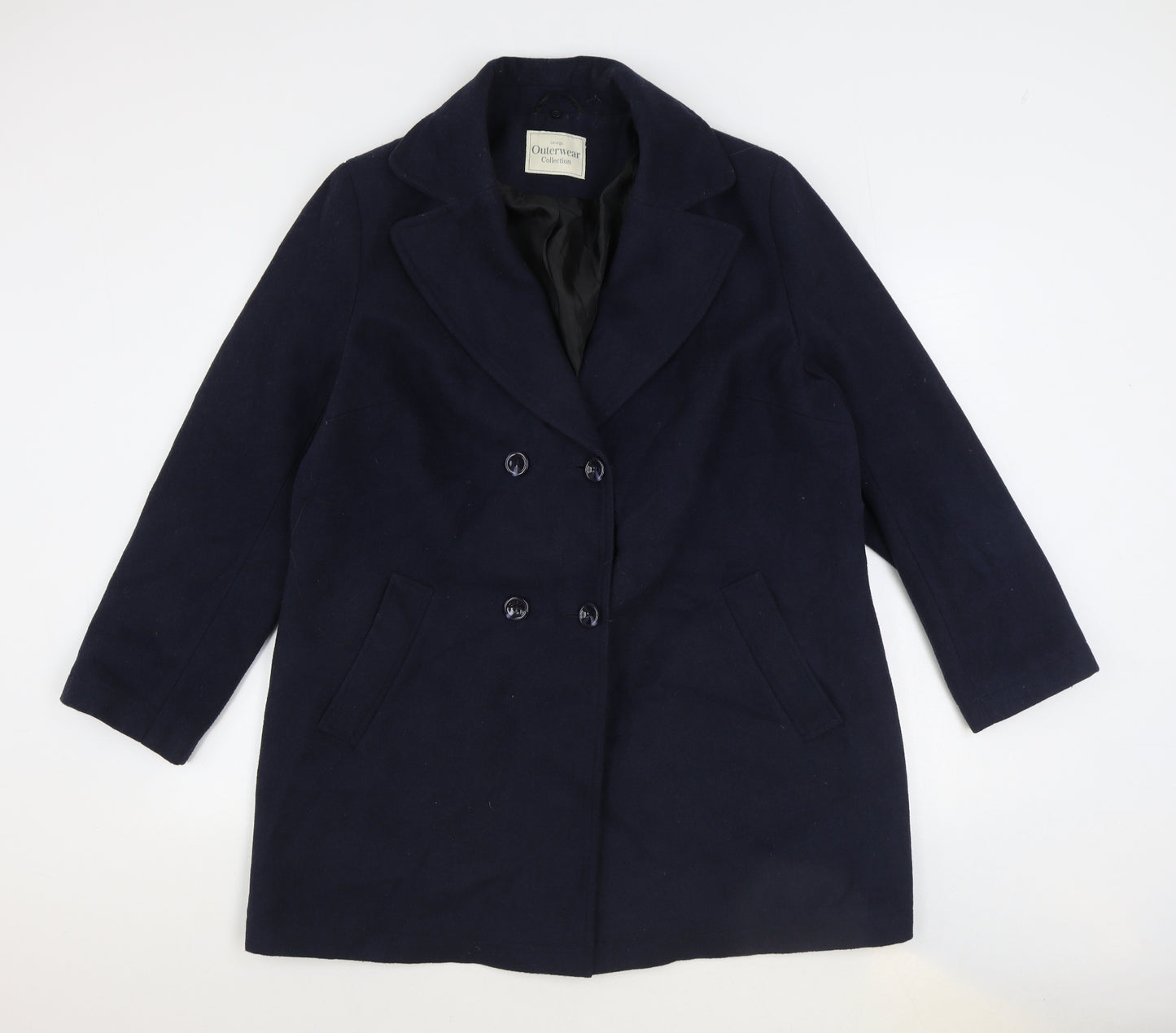 George Womens Blue Pea Coat Coat Size 18 Button
