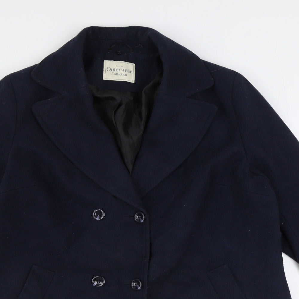 George Womens Blue Pea Coat Coat Size 18 Button