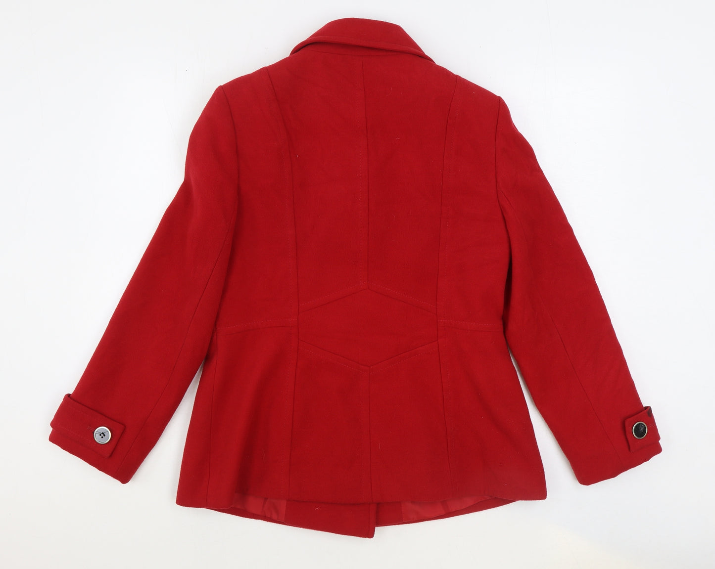 Debenhams Womens Red Pea Coat Coat Size 14 Buckle