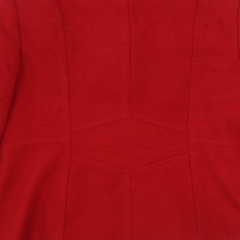 Debenhams Womens Red Pea Coat Coat Size 14 Buckle