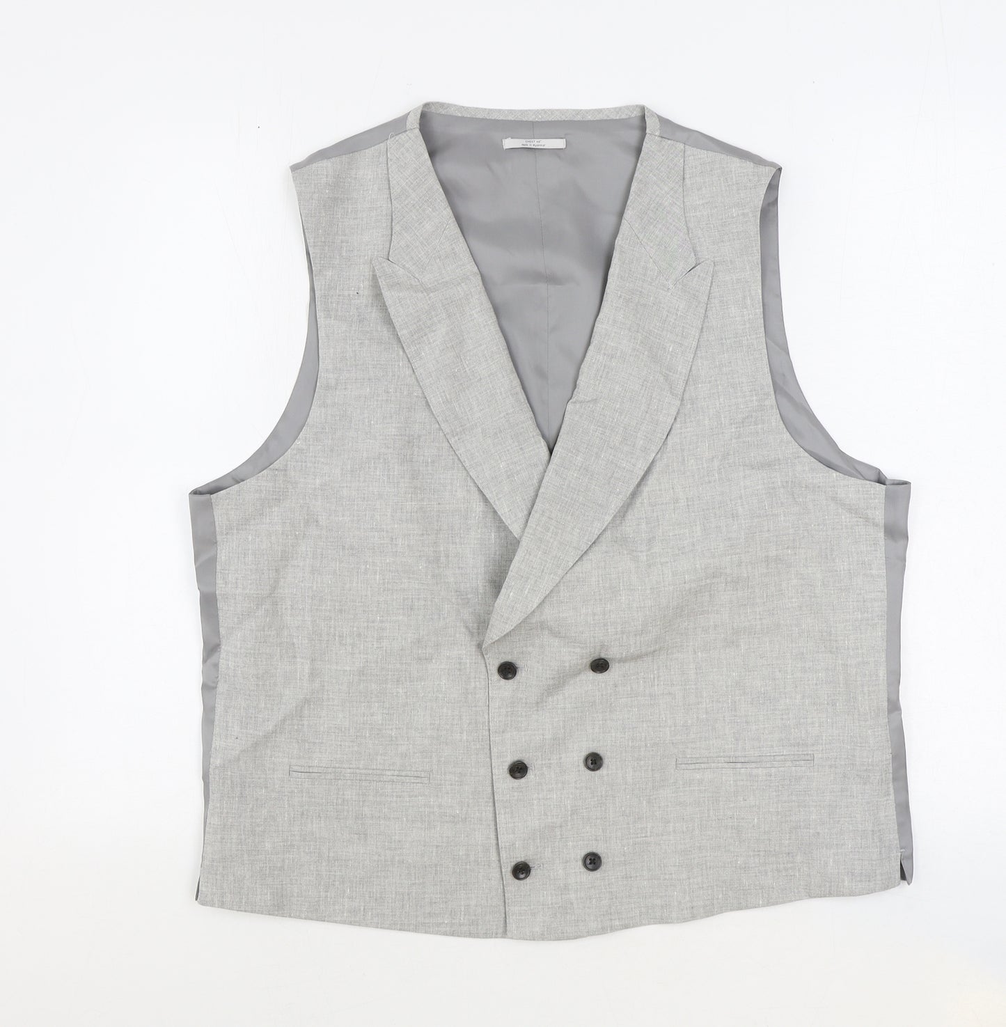 Marks and Spencer Mens Grey Linen Jacket Suit Waistcoat Size 46 Regular