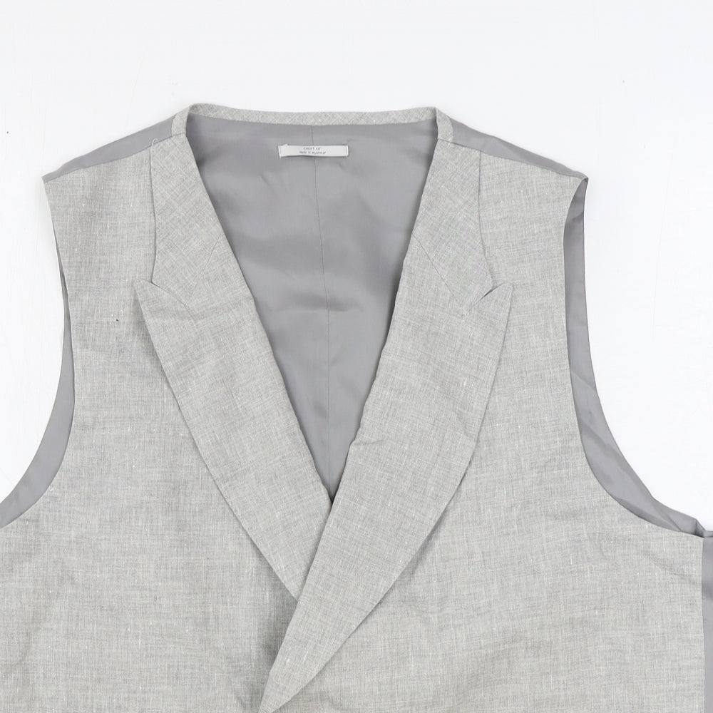 Marks and Spencer Mens Grey Linen Jacket Suit Waistcoat Size 46 Regular