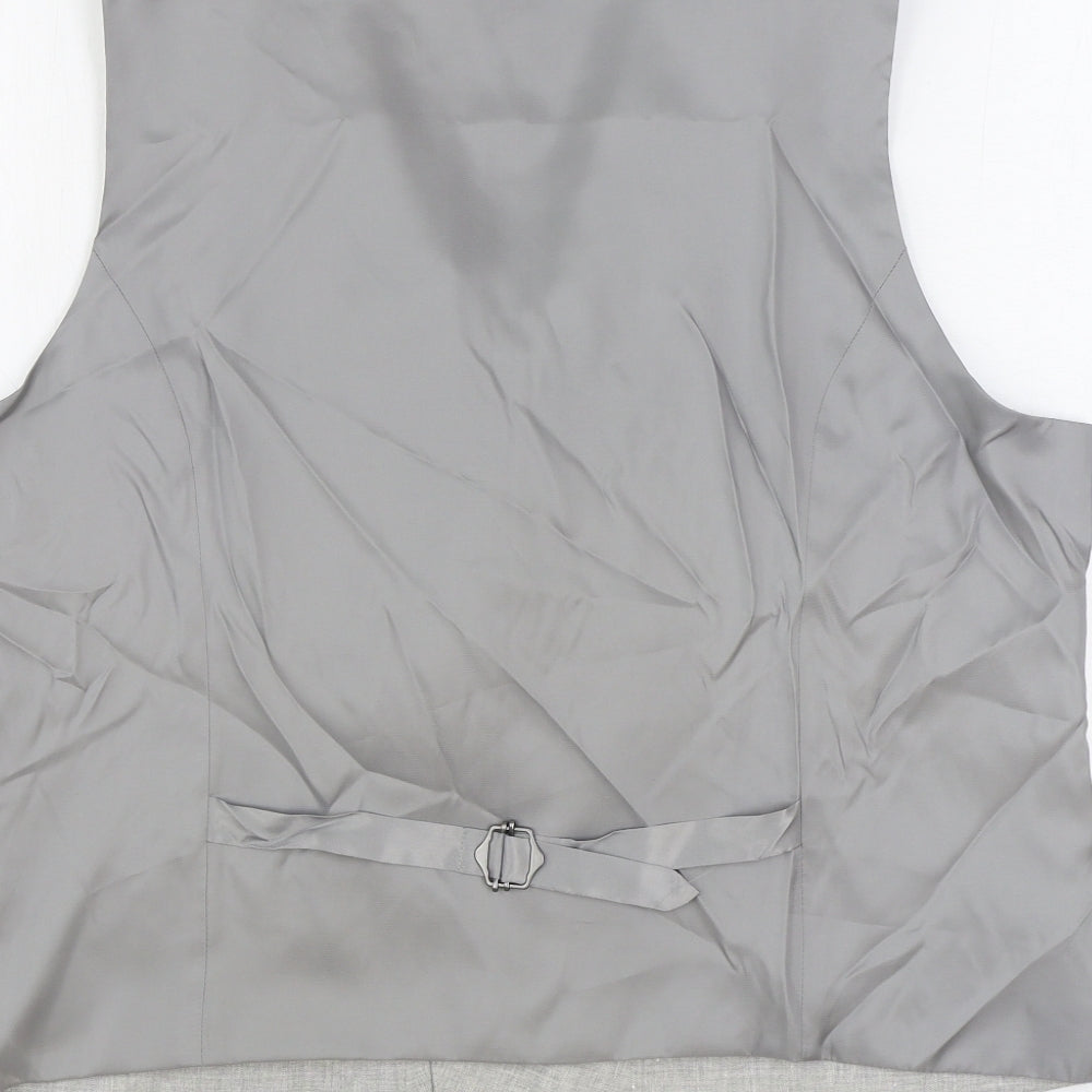 Marks and Spencer Mens Grey Linen Jacket Suit Waistcoat Size 46 Regular