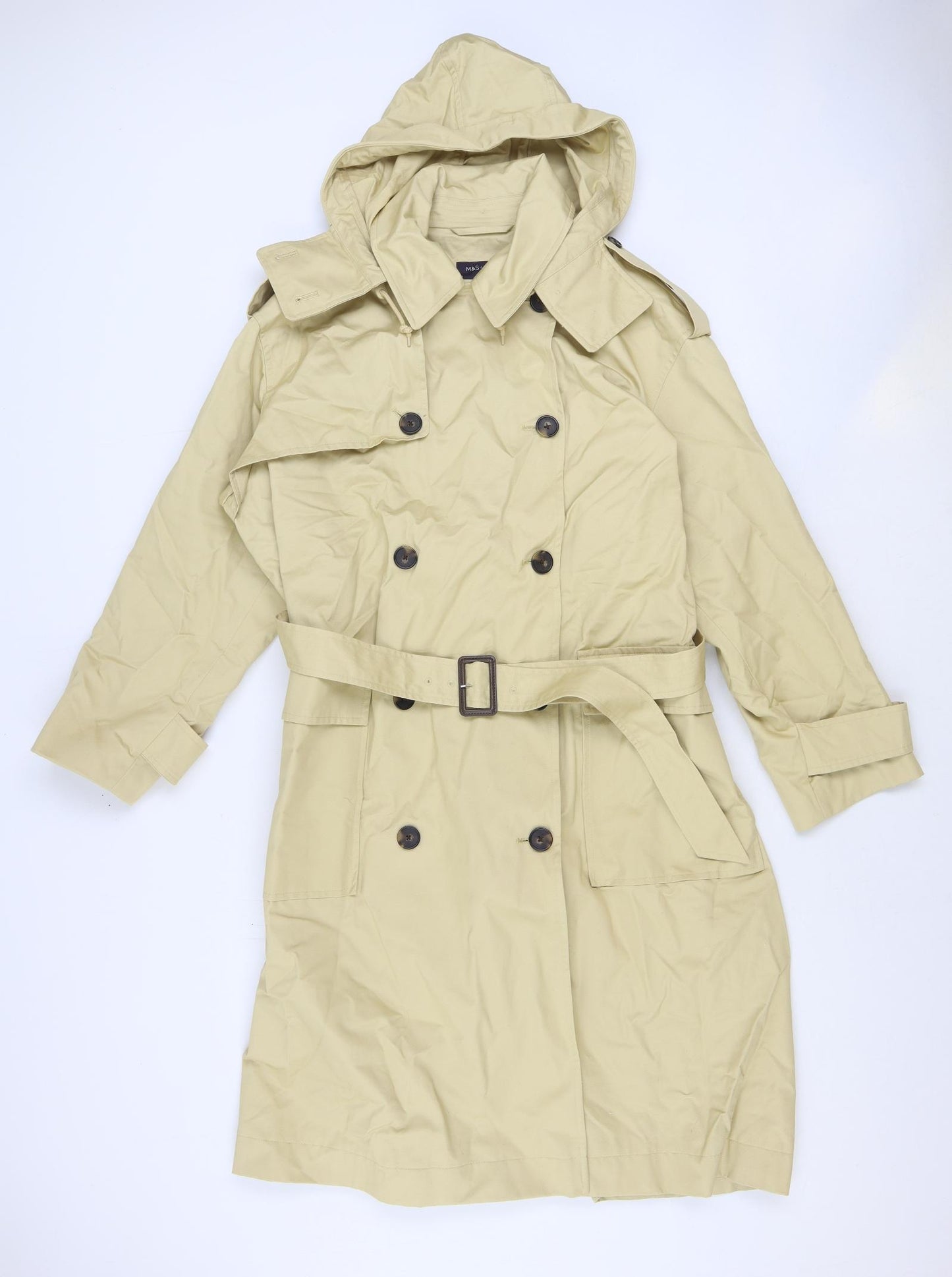 Marks and Spencer Womens Beige Trench Coat Coat Size 18 Button