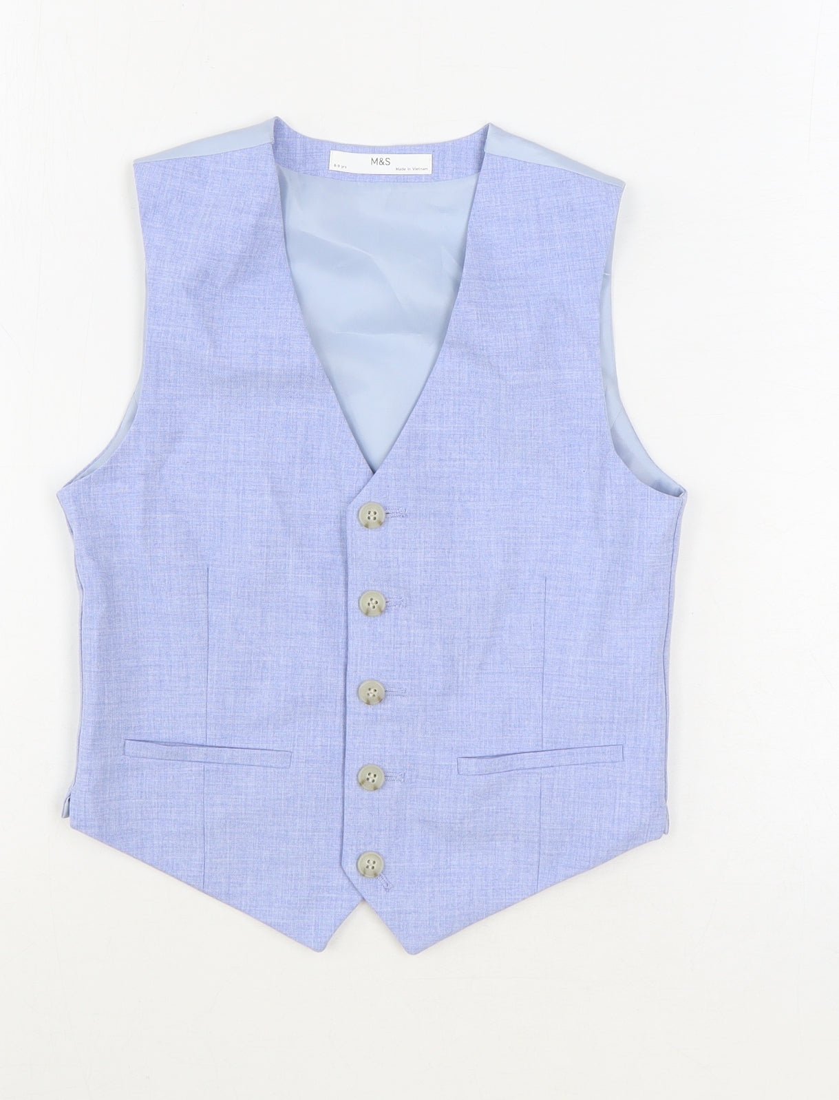 Marks and Spencer Boys Blue Jacket Waistcoat Size 8-9 Years Button