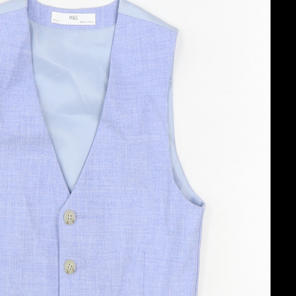 Marks and Spencer Boys Blue Jacket Waistcoat Size 8-9 Years Button