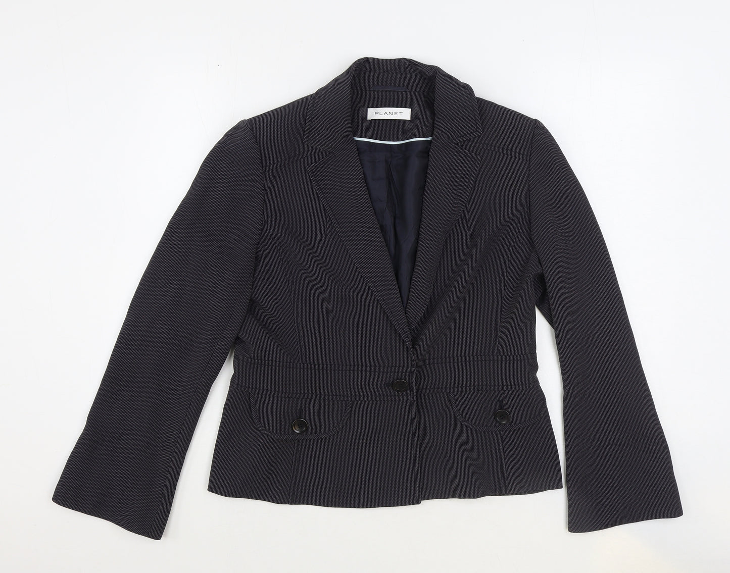 Planet Womens Black Polyester Jacket Blazer Size 14