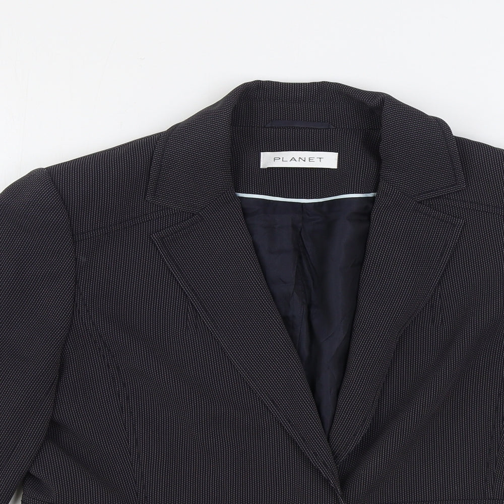 Planet Womens Black Polyester Jacket Blazer Size 14