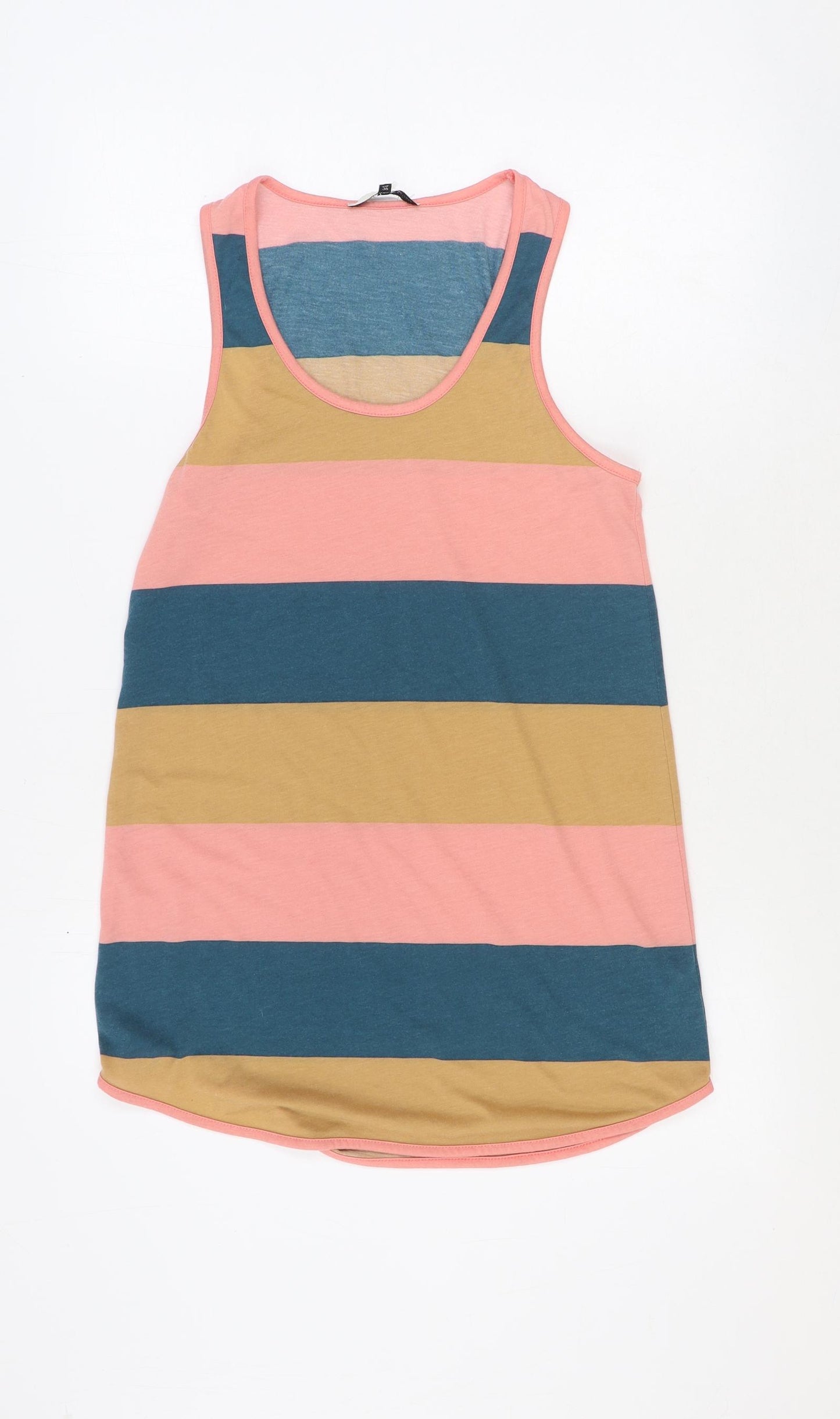 River Island Womens Multicoloured Striped Polyester Tunic Tank Size 10 Scoop Neck